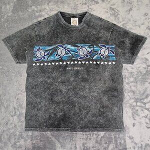YachtClub Tag Maui Hawaii Turtle Black Acid Wash Y2k Vibe Men's Large